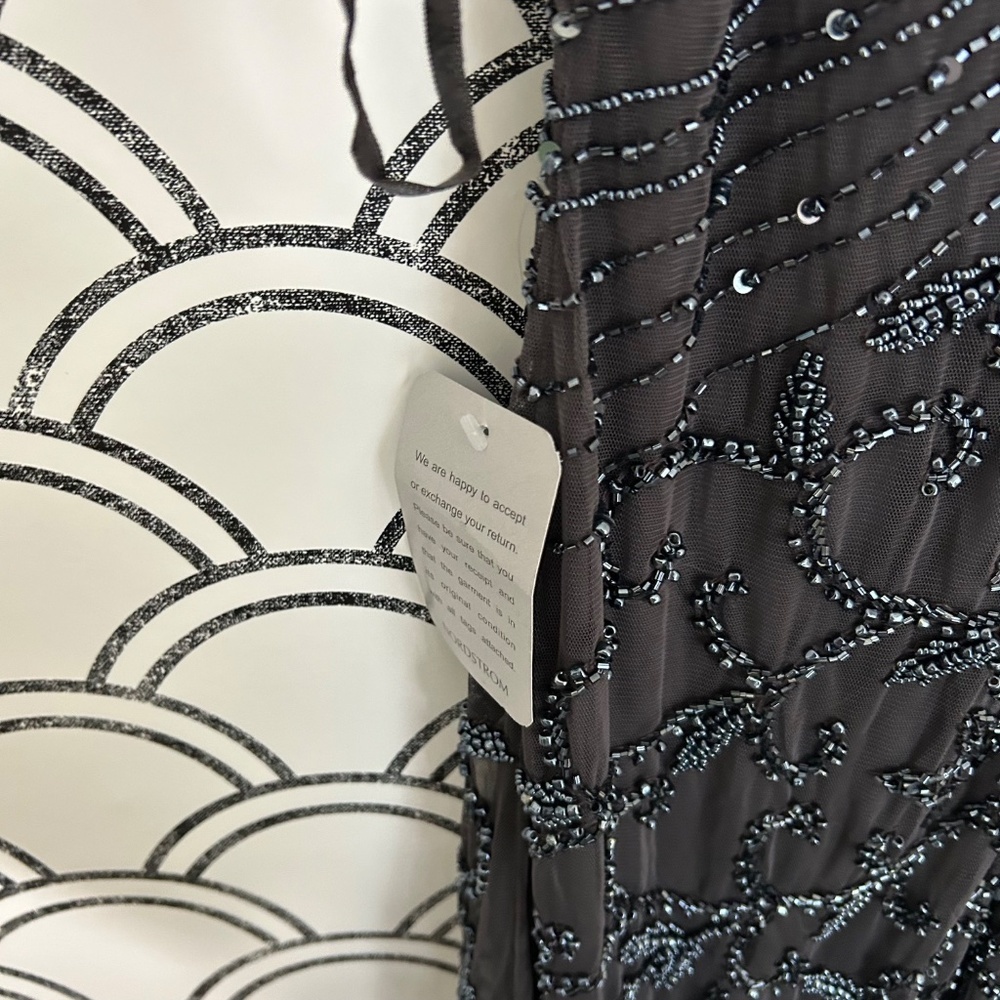 Pisarro Nights Beaded Mesh Column Gown in Griffin - Picture 12 of 15